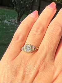Antique Art Deco Diamond 18k White Gold Engagement Ring Circa 1920s Size 8.25