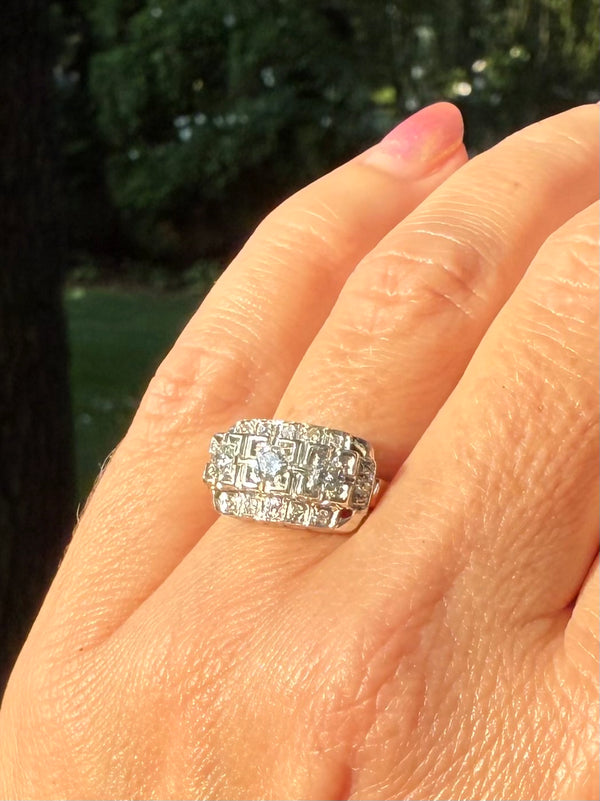 Kinsley-Kovsky Art Deco Diamond White Gold Vintage Engagement Ring Circa 1930s - Moontide Vintage
