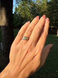 Antique Art Deco 0.52ct Diamond 18k White Gold Filigree Solitaire Engagement Ring Size 7.5