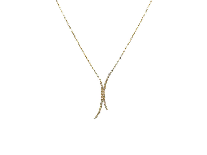 Diamond Pavé Casa Reale Crescent Moon 14K Yellow Gold Pendant Necklace - Moontide Vintage