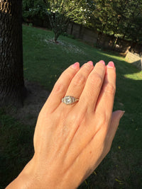 Antique Art Deco Diamond 18k White Gold Engagement Ring Circa 1920s Size 8.25