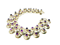 Vintage Fred Davis sterling silver and amethyst bracelet, top view