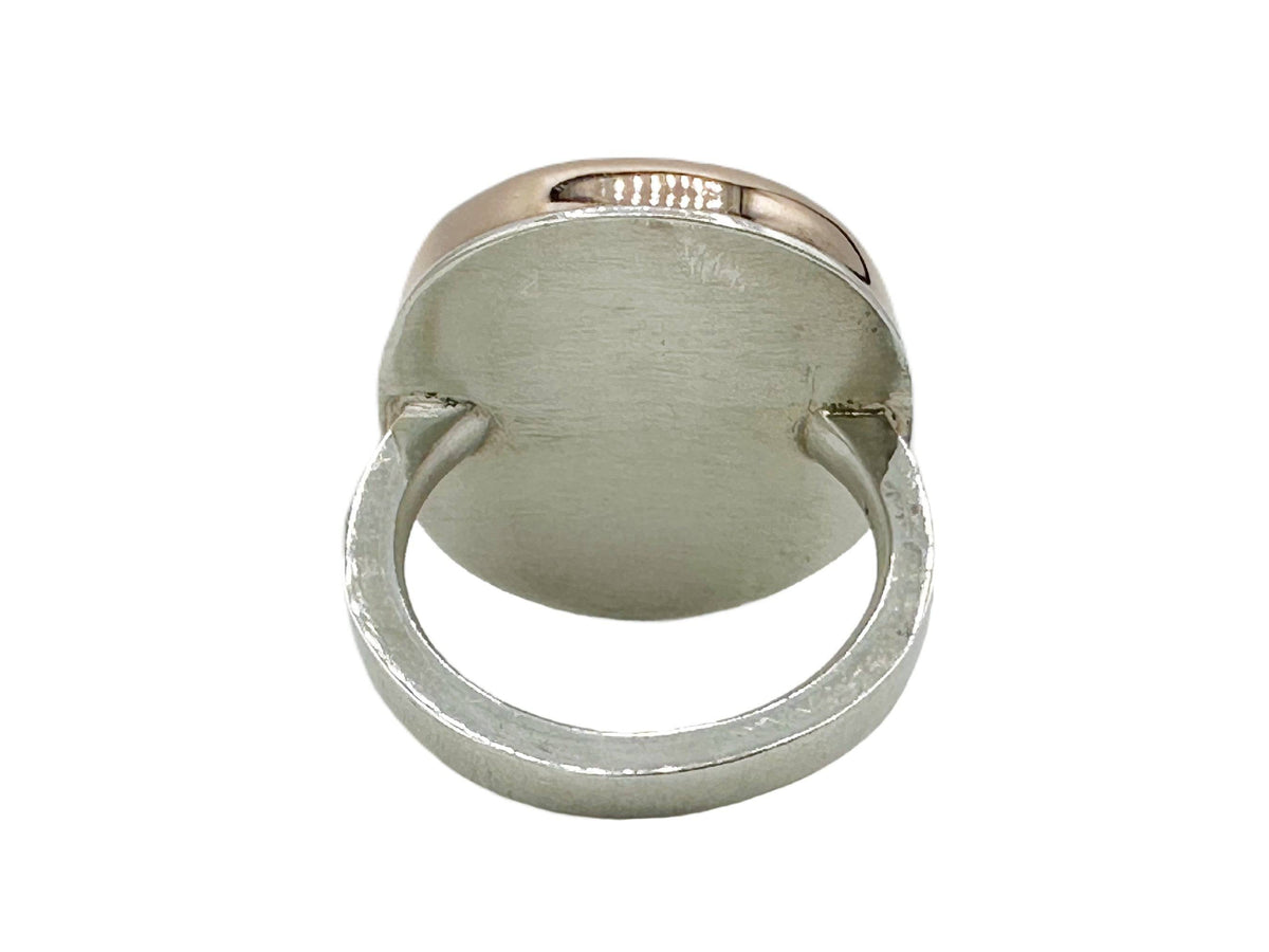 Back view of ring showing sterling silver platform and band