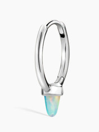 Maria Tash 14K white gold opal spike clicker hoop, single huggie-style earring.