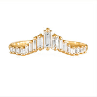 Artemer 18K gold tiara ring with tapered baguette diamond gradient
