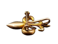 Victorian Antique 14K Yellow Gold Fleur-de-lis Seed Pearl Brooch Pendant Watch Pin - Moontide Vintage