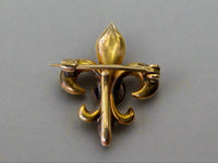 Victorian Antique 14K Gold Fleur-de-lis Seed Pearl Brooch Pendant Watch Pin - Moontide Vintage