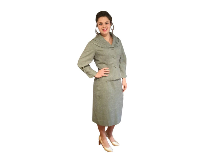 Front view of suit on model