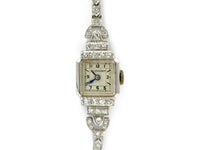 RARE 1920s Art Deco Luxury Platinum 56 Diamonds Ladies Watch 2.0cttw Ollendorff Luxury Gift for Her - Moontide Vintage