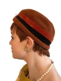Vintage Schiaparelli millinery in cinnamon brown velour