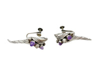 Vintage William Spratling Taxco Sterling Silver Amethyst Shell Earrings – Ex-Phyllis Goddard Estate, 1950s Mexican Silver