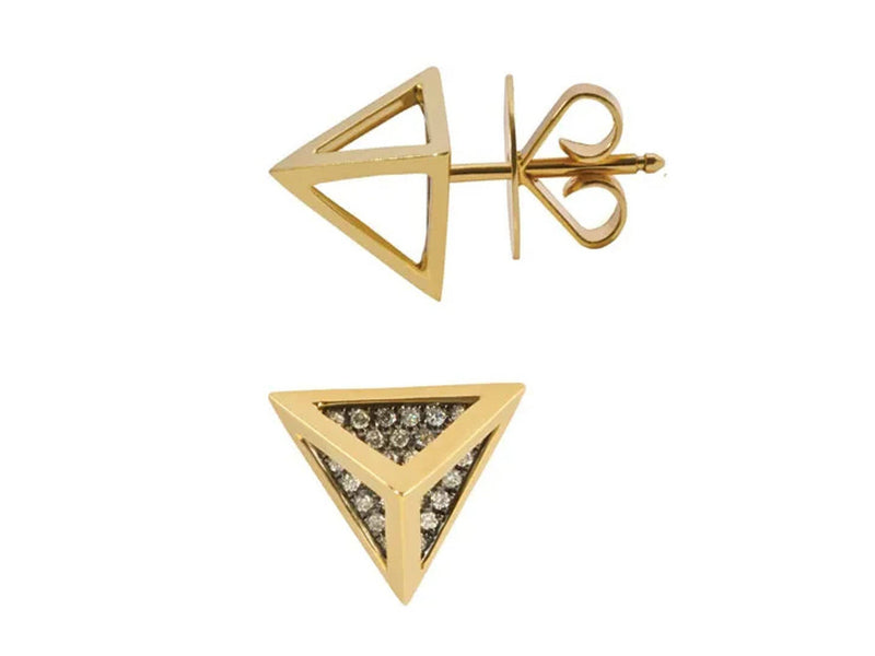 Front and side view of earrings showing dimension.