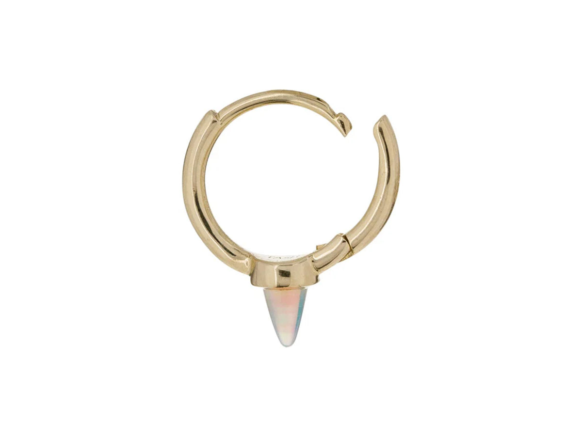 Maria Tash Opal 14K Yellow Gold Non-Rotating Spike Huggie 8mm Clicker Ring Single Hoop Earring - Open