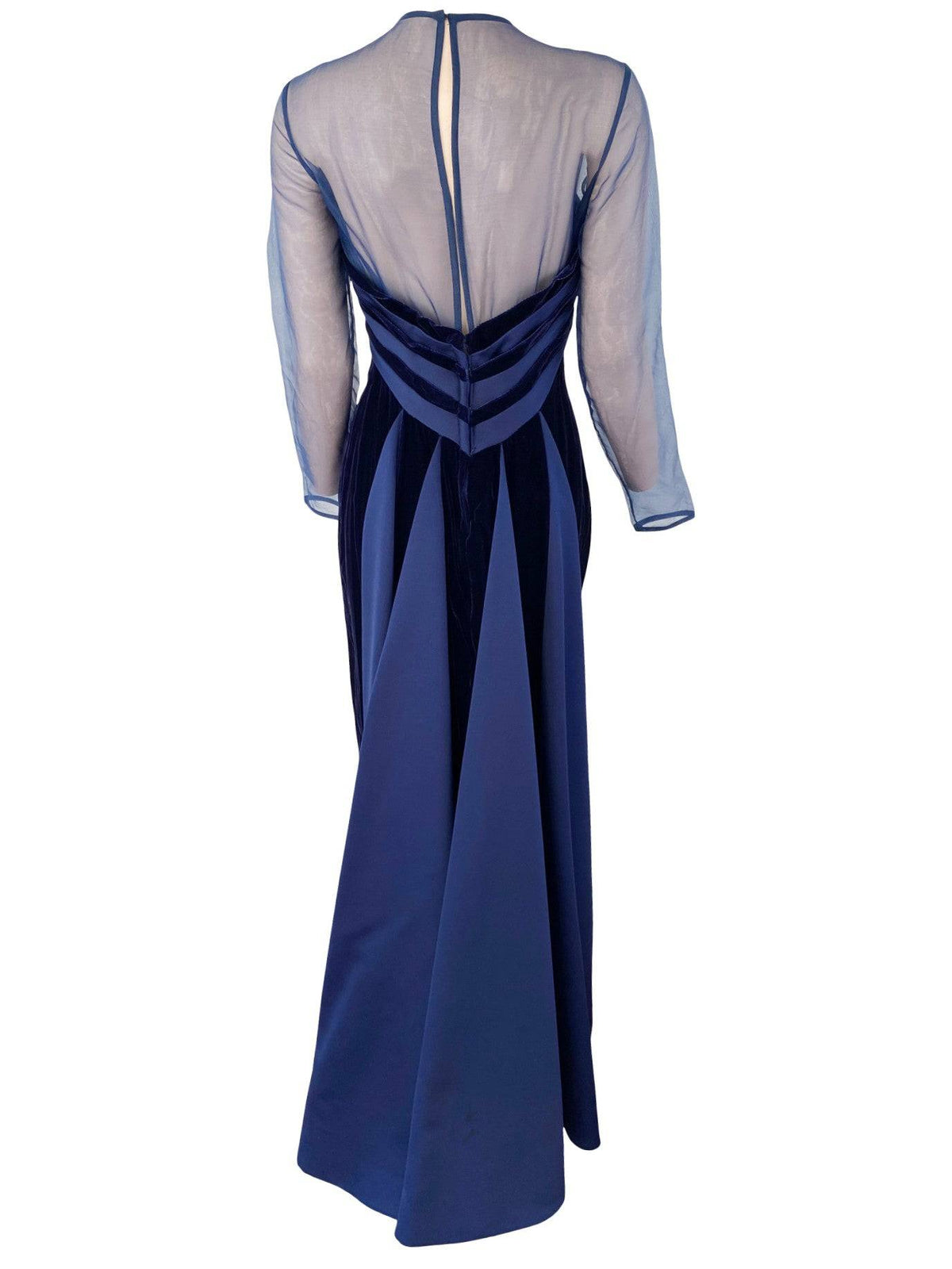 Victor Costa Vintage 1980s Navy Velvet Designer Ball Gown Blue Satin S Moontide Vintage Victor Costa Vintage 1980s Navy Velvet Designer Ball Gown Blue Satin S Moontide Vintage
