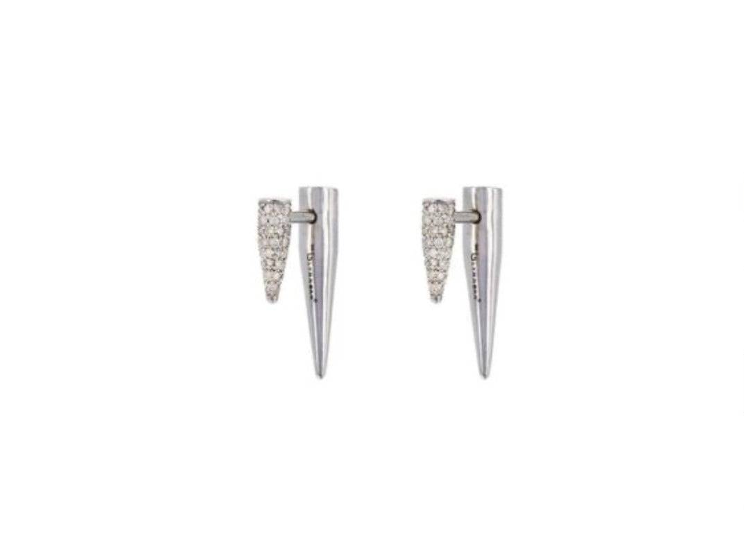 Lynn Ban Diamond Pave Spike Earrings Front Angle View